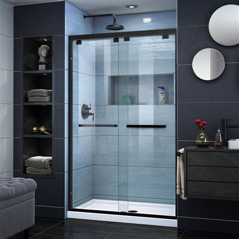 black sliding shower doors|sliding shower door black hardware.